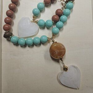 Necklace/Bracelet set - White heart